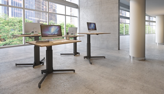 Büromöbel System C ergonomische Lifttische Steh-Sitz-Schreibtische