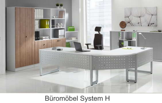 Büromöbel System H Schreibtische, Büroschänke und Rollcontainer